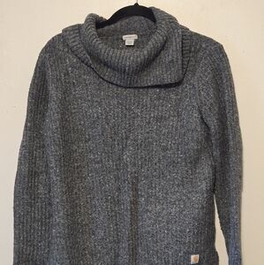 Carhartt Women's Gray Ribbed Cowl Neck Sweater